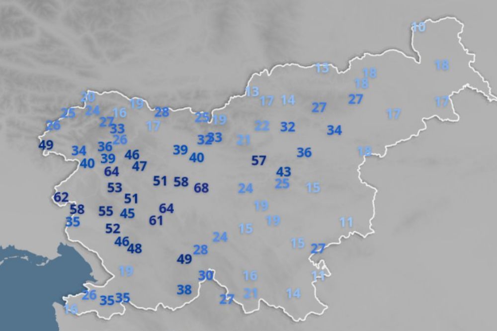 Skupna visina padavin arso c